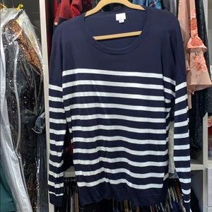 Light weight blue and white stripe sweater